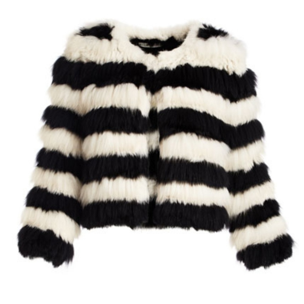 🖤NWT🖤Alice + Olivia Striped Fur Jacket - Picture 3 of 6